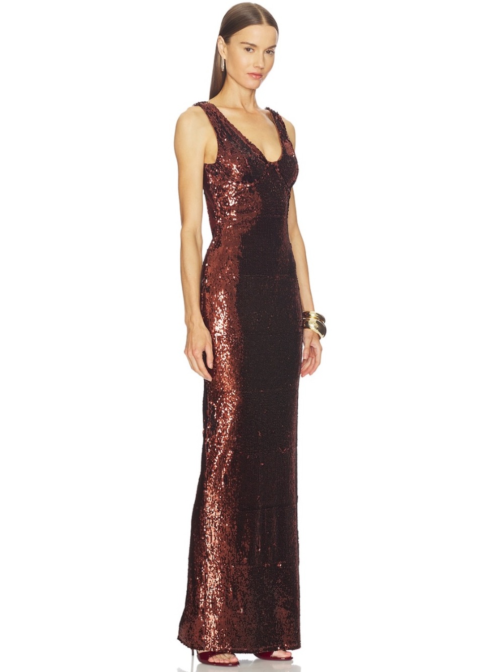 Michael Costello x Revolve Calabria Maxi Dress in Copper - Picture 2 of 9